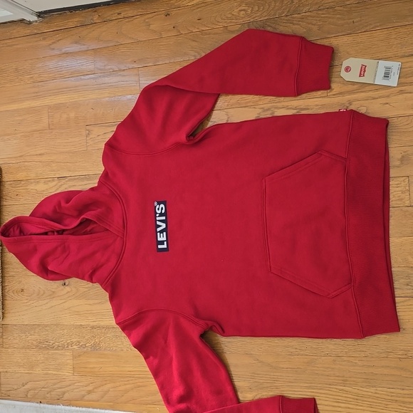 LEVIS BRAND SIGNATURE BOYS RED PULLOVER HOODIE SWEATSHIRT SIZE LARGE - Picture 3 of 11